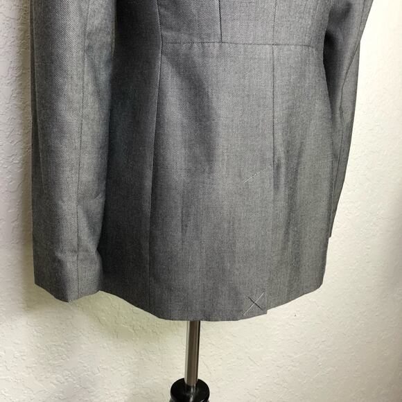 WHBM gray black ruffle collar button front blazer size Small - Picture 12 of 15